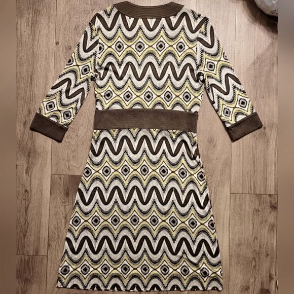 Tory Burch Geometric Silk  Dress Brown Size S - Picture 2 of 6